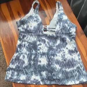 Athleta Blue Tie-Dye Swim Top